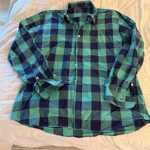 UNTUCKit Men's Teal and Navy Plaid Shirt